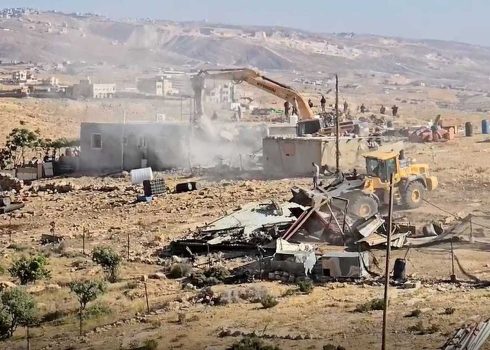 Photo: Demolition of structures in a-Zuweidin. Photo by Nasser Nawaj’ah, B’Tselem 