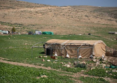 The Lifjim community being taken down. Photo: Avishai Mohar, B’Tselem