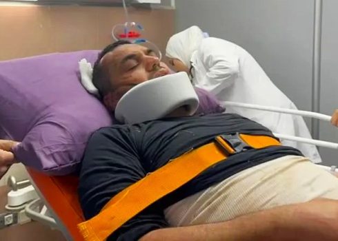 عصام ريماوي في المستشفى بعد اعتداء المستوطنين عليه. صورة قدمها هو مشكورًا