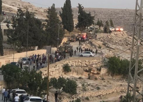 Israeli military forces near the playground. Photo courtesy of local residents