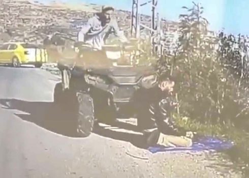 Screenshot from the video documenting the settler running over M.’s son. Courtesy of local residents