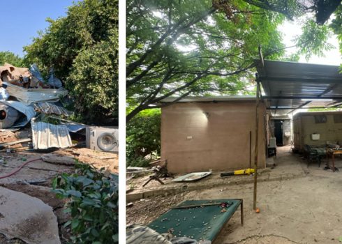 המבנים לפני ואחרי ההריסה. צילום: עארף דראר'מה, בצלם