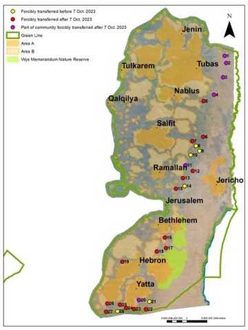 Forcible transfer of isolated Palestinian communities and families in