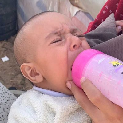 Wisam al-Qau’d at the IDP camp in Khan Yunis. Photo: Olfat al-Kurd, B’Tselem, 5 Jan. 2024 