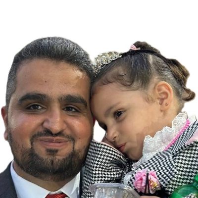 Dr. Khaled Hamudah and his daughter Razan before the war. Photo courtesy of the witness