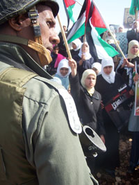 Demonstration against the Separation Barrier, Budrus. Photo: Aisha Mershani, 12 Feb. 2004.