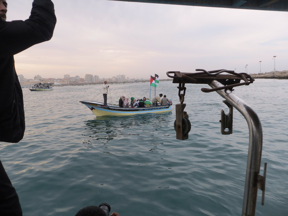 Demonstration against Israel's restrictions on fishing range, Gaza, 2 December, 2013.