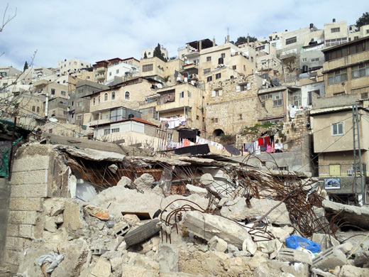 Home in al-Bustan demolished by authorities. Photo: Ofir Feuerstein, B’Tselem 19 March 2009