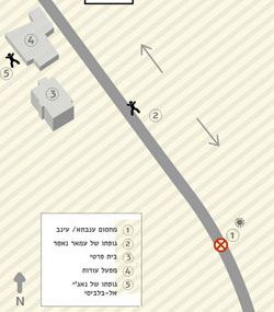 תרשום מקום האירוע. הקליקו להגדלת התרשים