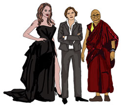 ברשימה נכללו השנה גם הדלאי לאמה והשחקנית אנג'לינה ג'ולי. איור: נעם רבינוביץ', בצלם