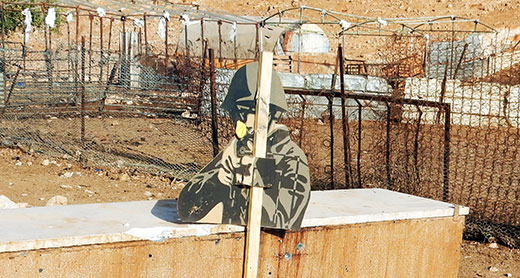 Target-practice image placed by soldiers in residential area of an al-Fajam area community, near ‘Aqraba. Photo by ‘Aref Daraghmeh, B’Tselem, 17 Oct. 2016