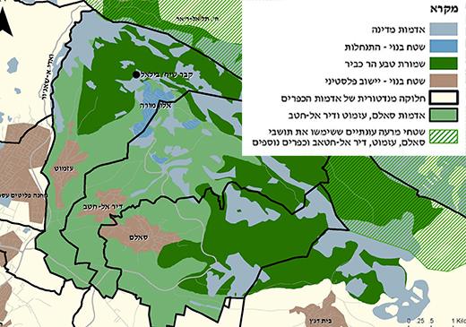 מפה מס' 2: הקמת אלון מורה והכרזה על שמורת טבע ו