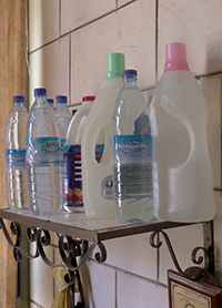 Water stored in bottles in Nablus. Photo: Salma a-Deb'i, B'Tselem, 7 September 2017